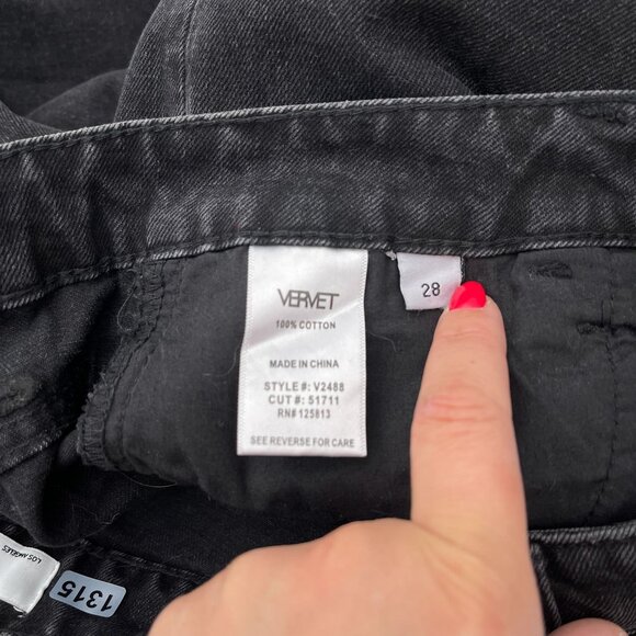 Vervet Wide-Leg Frayed Hem Jeans Black 100% Cotton Denim Women's 28 - Picture 7 of 12